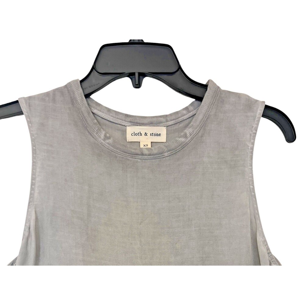 Anthropologie CLOTH & STONE Gray Stonewash Sleeveless Hi-Lo Tunic Tank Dress XS - Picture 5 of 9